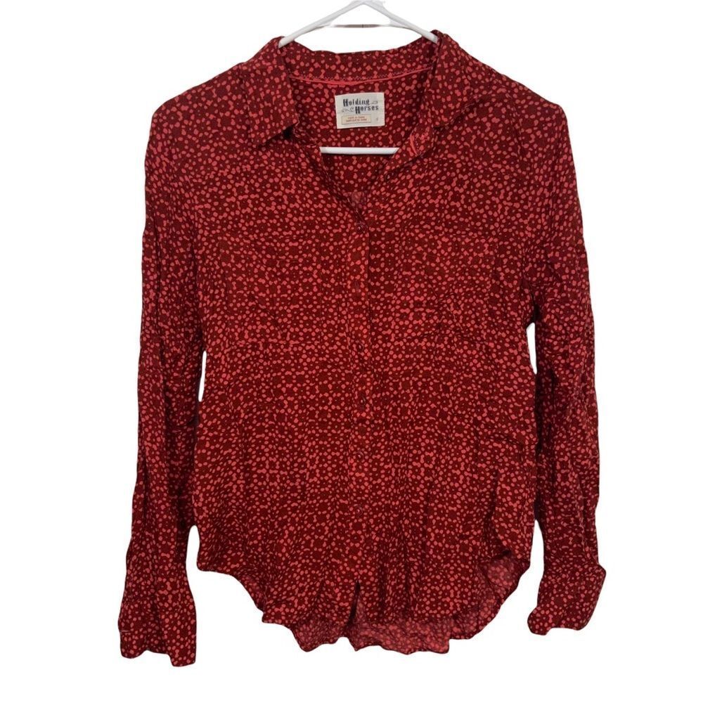 Anthropologie Holding Horses Patterned Button Up Blouse